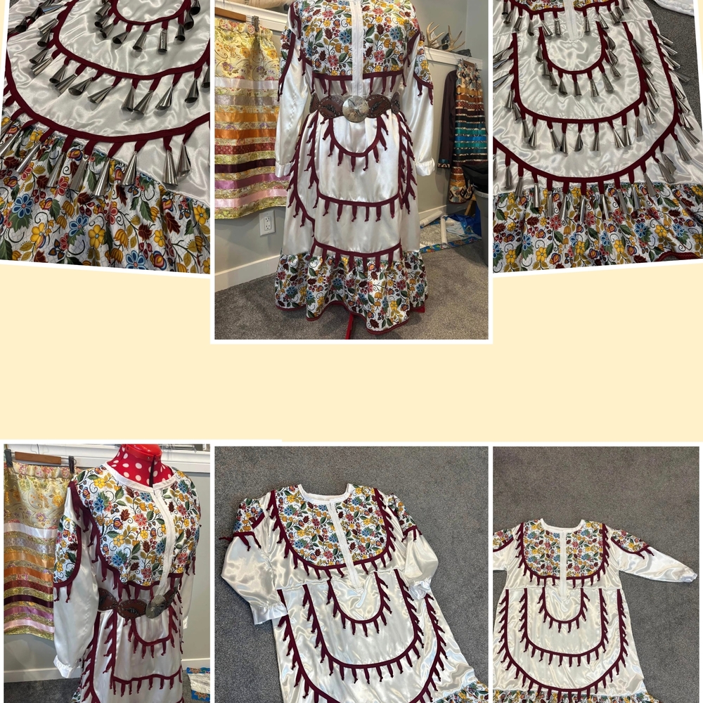 Floral Asymmetrical Dress with Burgundy Accents - Picture 1 of 7